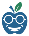 apple with glasses and smile