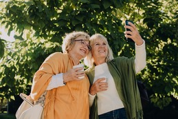 two older women taking selfie