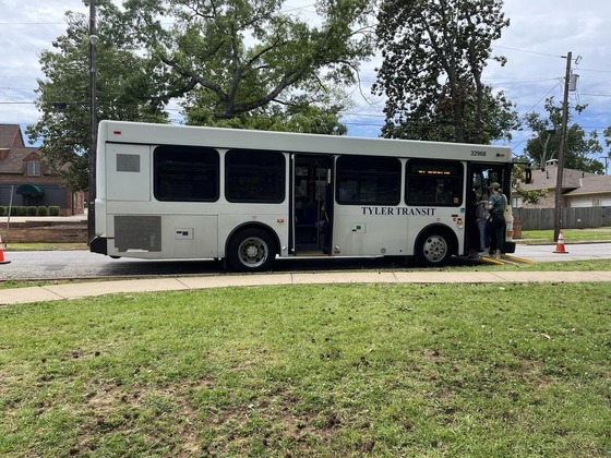 Tyler Transit Passenger Boarding Bus Crop 