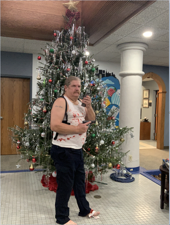 Holiday costume contest winner