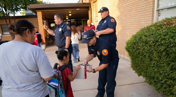 Firefighters at Kendrick Elementary's First Day of School