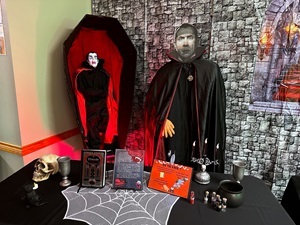 Display of Count Dracula at South Waco Library's Literary Haunted House