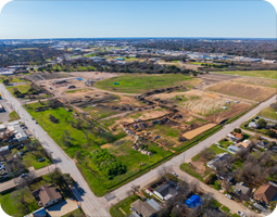 Aerial view of the construction site at the former Floyd Casey Stadium.