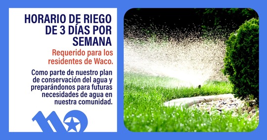 spanish graphic for 3 day per week watering schedule that begins July 1st