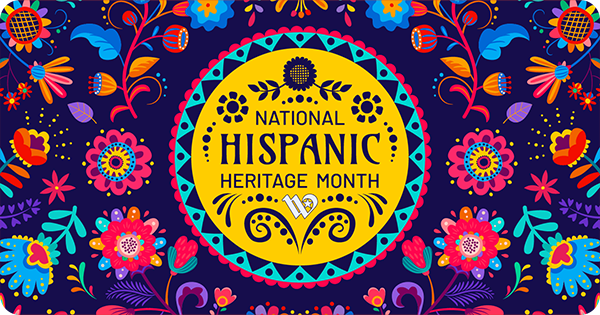 Graphic illustration of Mexican folk style multi-colored flowers