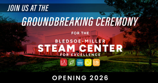 A rendering of the STEAM Center with blue, red, green, and yellow filters