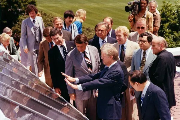 President Carter with solar panels
