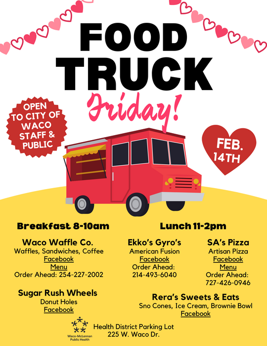 flyer for food truck friday on February 14