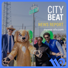 city beat image of council members with Chance the shelter dog