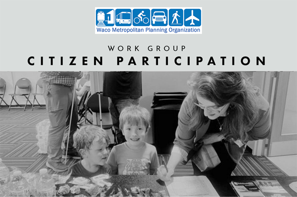 A mom and her two boys checking in to a meeting