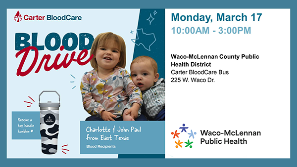 A toddler girl and a baby boy who were blood recipients from a blood drive