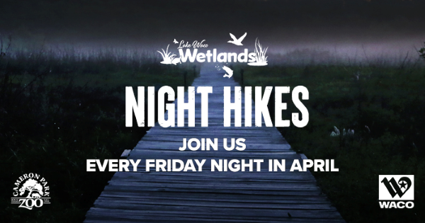 Lake Waco Wetlands pier at night