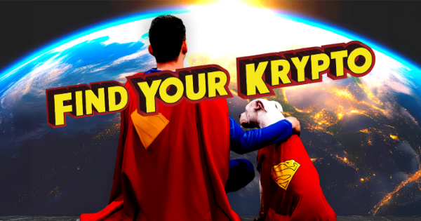 Superman and Krypto overlooking Earth from space