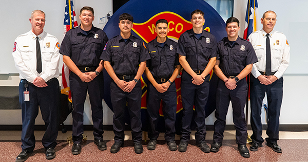 Five new Waco firefighters with the fire chiefs