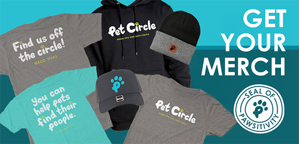 Pet Circle Waco merch, including t-shirts, a hat, a beanie, and a hoodie