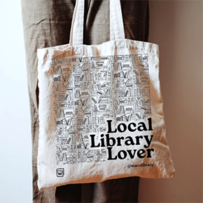 Local Library Lover beige tote bag
