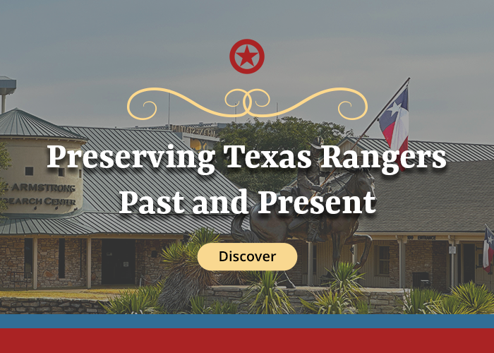 Banner featuring Texas Ranger outdoor bronze