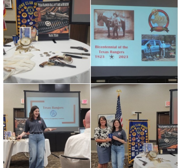 four pictures of presentation set up and Miss Ladd at event