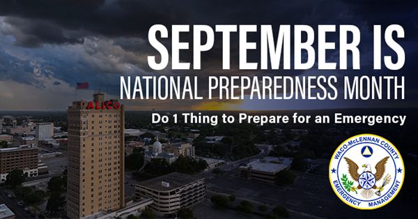 Aerial view of Downtown Waco with stormy clouds
