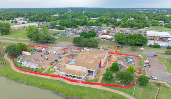 Aerial view of the Bledsoe-Miller STEAM Center construction site
