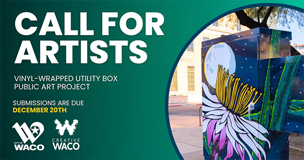 Colorful floral and starry night design on a utility box