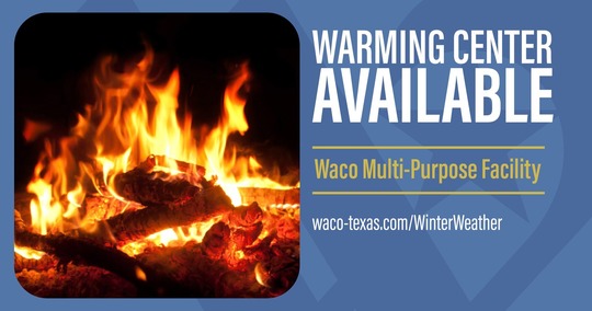 photo of firewood burning. warming center available at Waco Multi Purpose Facility