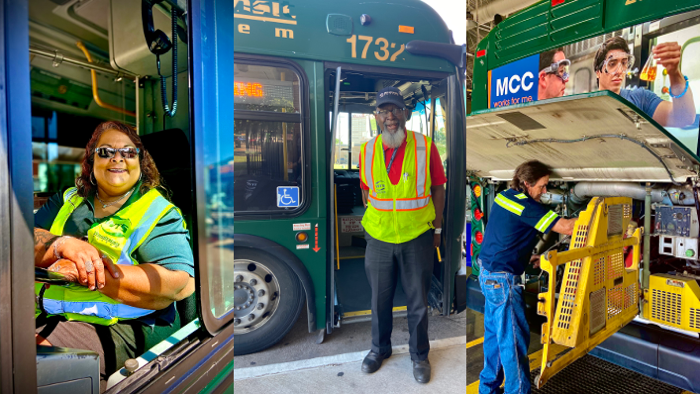 Two Waco Transit bus drivers and a bus mechanic