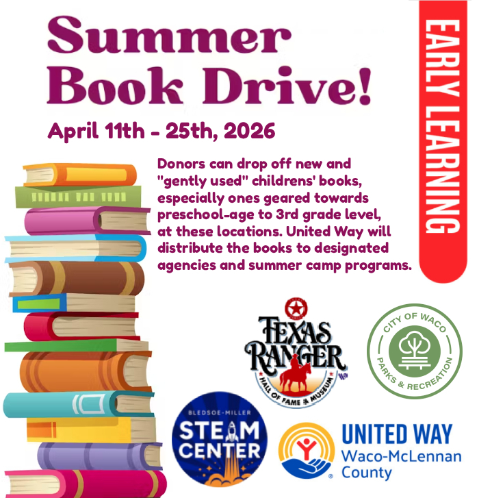 flier for book drive with participant logos