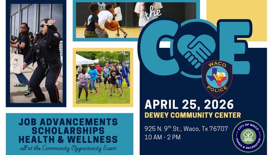 photo collage of officers and civilians at the community outreach event. Event information, dewey community center, april 25, 2026