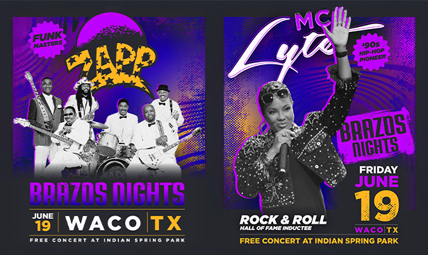 The Zapp Band and MC Lyte artist posters for Brazos Nights Concert