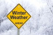 Winter weather ahead sign