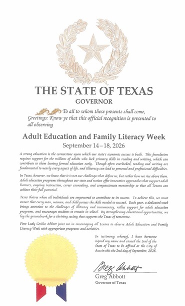Adult Education and Family Literacy Week 2026 Proclamation