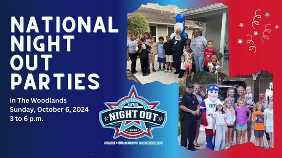 Adults, children and law enforcement enjoying National Night Out neighborhood parties