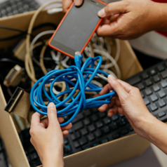 box of electronics