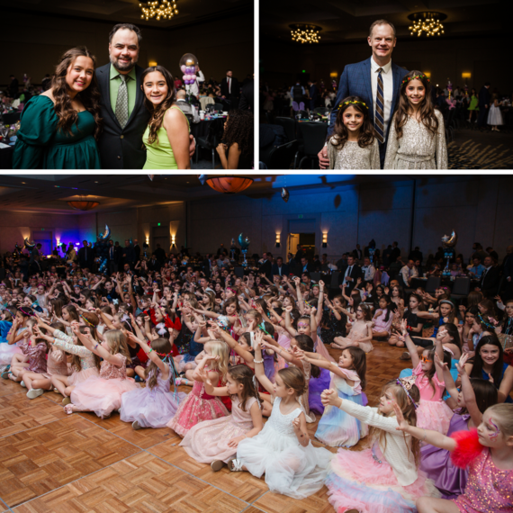 Fathers and daughters dancing