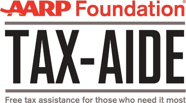 Black and red logo for AARP Foundation Tax-Aide Program