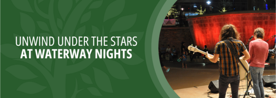 Unwind Under the Stars At Waterway Nights; Photo of a band playing on a stage