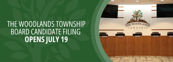 The Woodlands Township Board Candidate Filing Opens July 19; Photo of empty Boardroom with five chairs