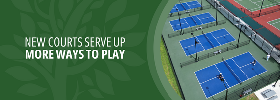 New courts serve up more ways to play; photo of blue and green pickleball courts