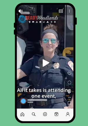 Image of a cell phone displaying a police officer in a dark blue uniform