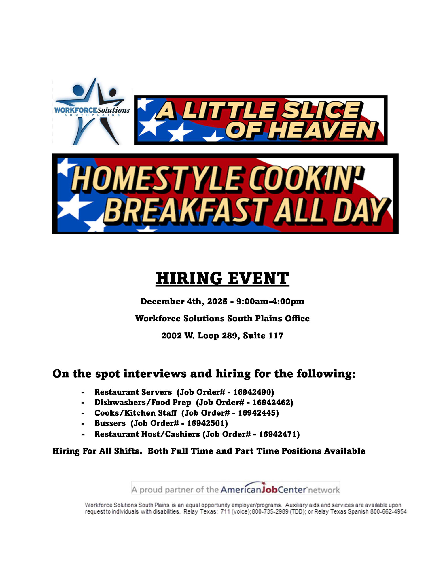 A Little Slice of Heaven Hiring Event