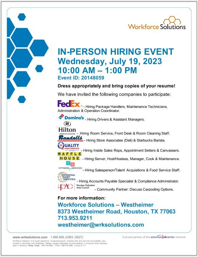 Westheimer Hiring Event