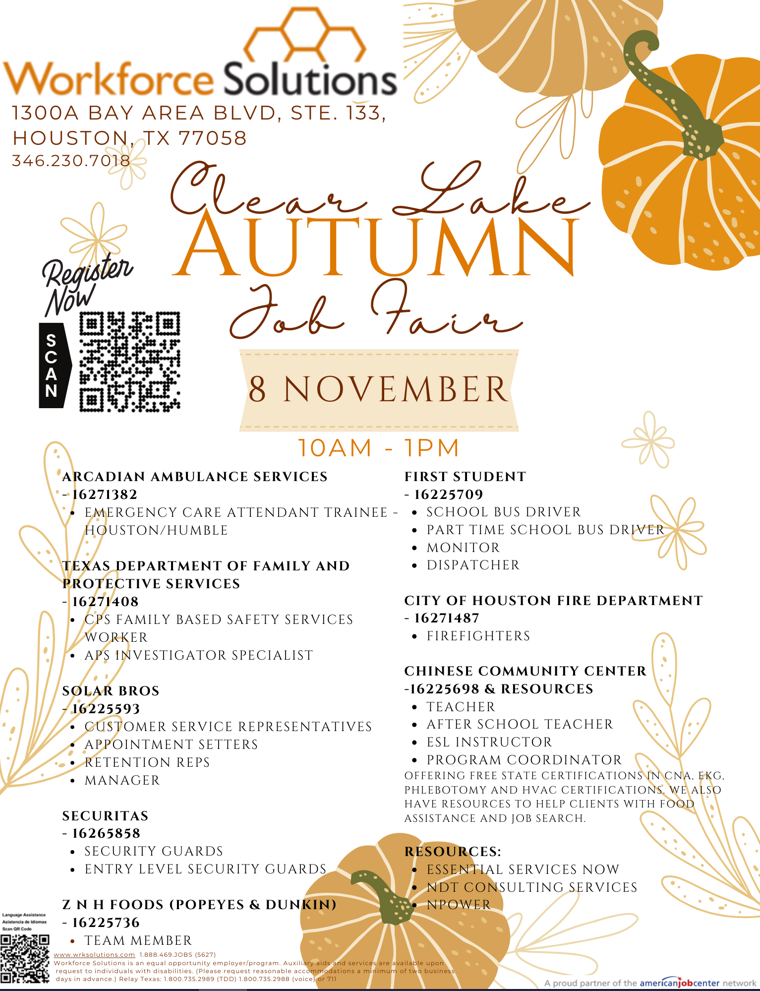 Clear Lake Autumn Job Fair
