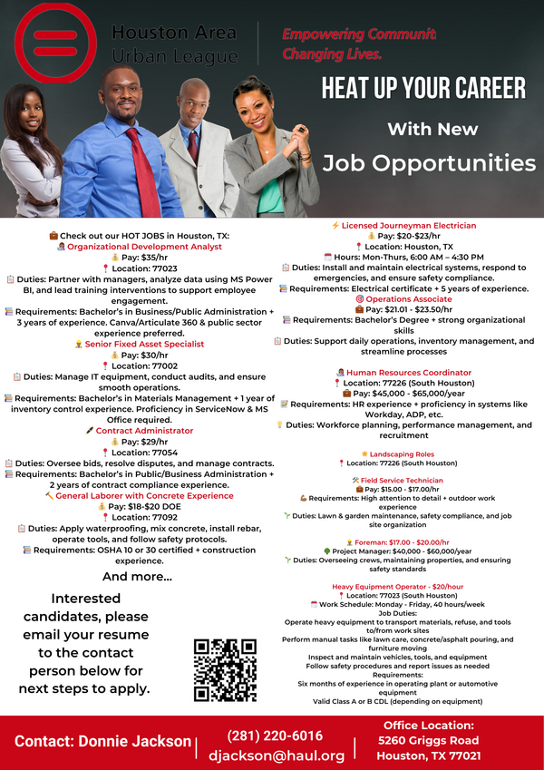 New Job Opportunities