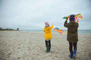 family on beach