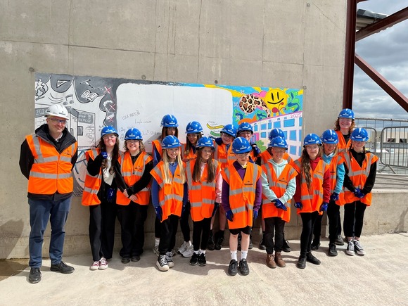 Monifieth Learning Campus topping out young people June 2024