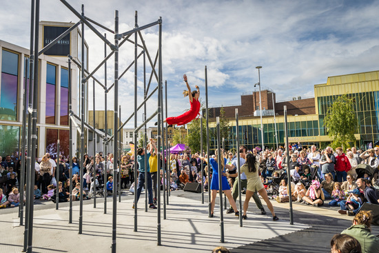 Image of artistic performance in The Glass Works Square