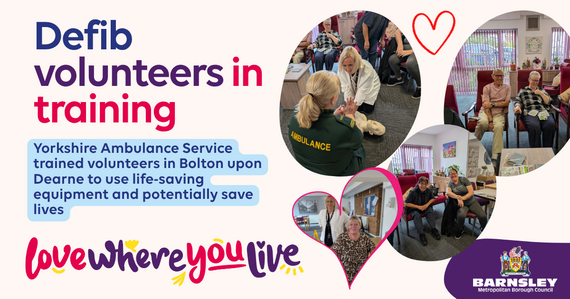 Defibrillator training was delivered in Bolton Upon Dearne. Image shows CPR traning in progress