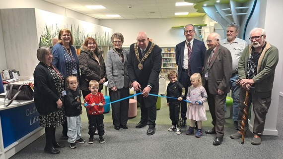 Cudworth library refurbishment with the mayor cutting the ribbon