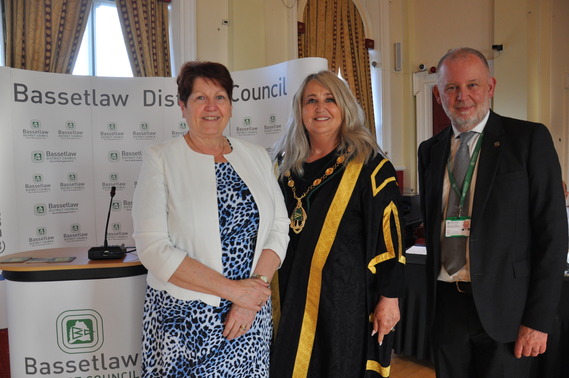 Picture of outgoing Chairman, Cllr Deborah Merryweather; Chairman of the Council, Cllr Sue Shaw; Chief Executive, David Armiger.